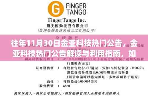 往年11月30日金亚科技热门公告解读与利用,掌握关键信息的指南