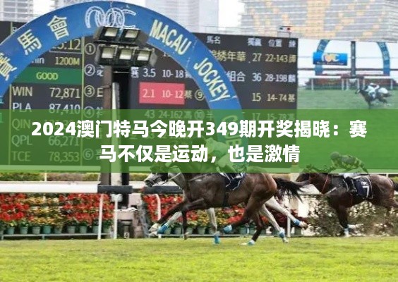 2024澳门特马今晚开349期开奖揭晓:赛马不仅是运动,也是激情