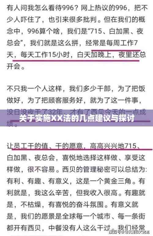 关于实施XX法的几点建议与探讨