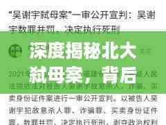 深度揭秘北大弑母案,背后的故事与心理剖析