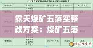 露天煤矿五落实整改方案:煤矿五落实五到位的内容是什么