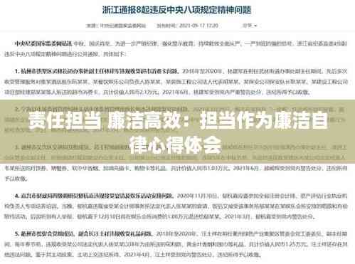 责任担当 廉洁高效:担当作为廉洁自律心得体会