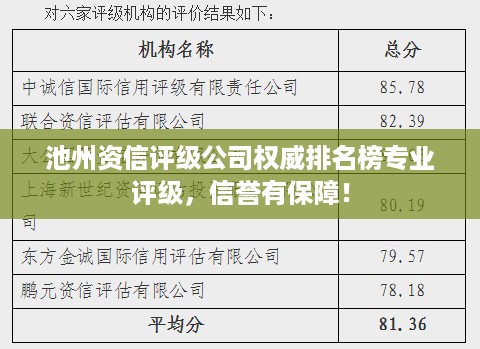 池州资信评级公司权威排名榜专业评级,信誉有保障!