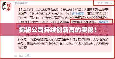 揭秘公司持续创新高的奥秘!