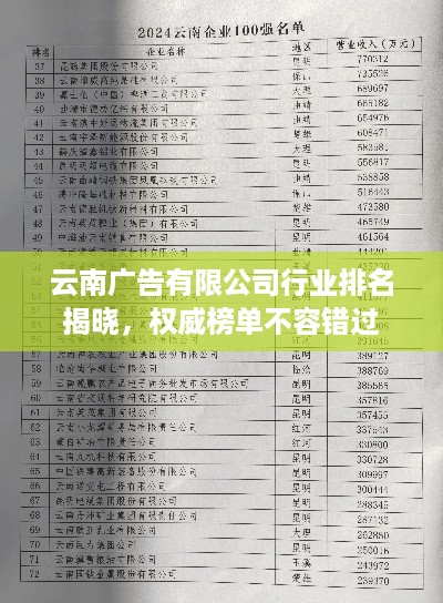 云南广告有限公司行业排名揭晓，权威榜单不容错过